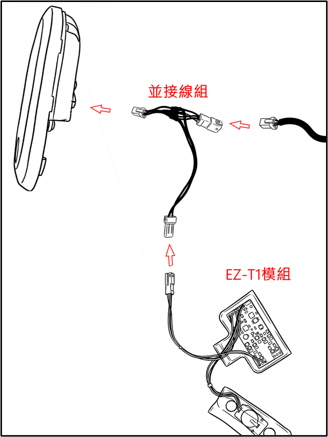 安裝步驟 2：接上並接線組與 EZ-T1 模組